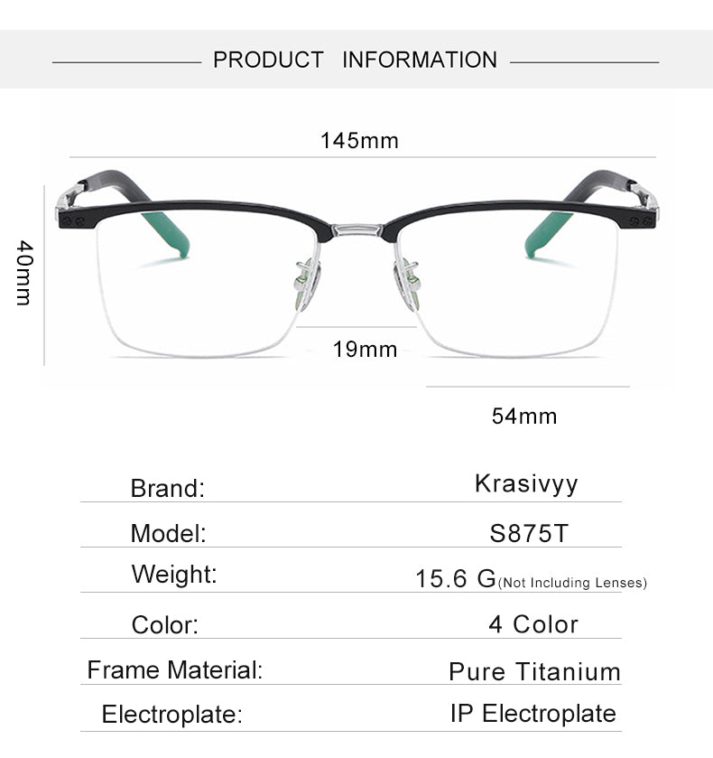 Krasivyy Unisex Semi Rim Square Brow Line Titanium Eyeglasses 318750 — view 1 | Krasivyy at FuzWeb