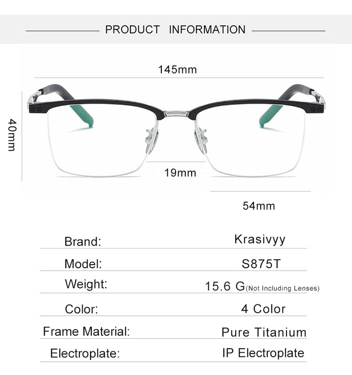 Krasivyy Unisex Semi Rim Square Brow Line Titanium Eyeglasses 318750 — view 1 | Krasivyy at FuzWeb