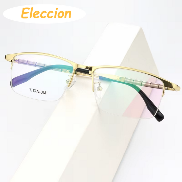 Eleccion Unisex Semi Rim Square Titanium Eyeglasses 942314 Semi Rim Eleccion