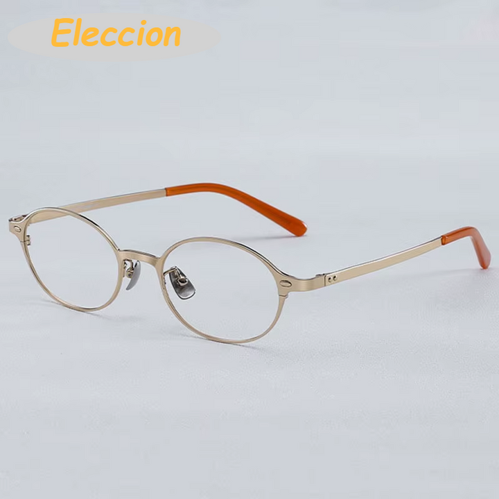 Eleccion Unisex Full Rim Oval Titanium Eyeglasses 942407 Full Rim Eleccion Gold