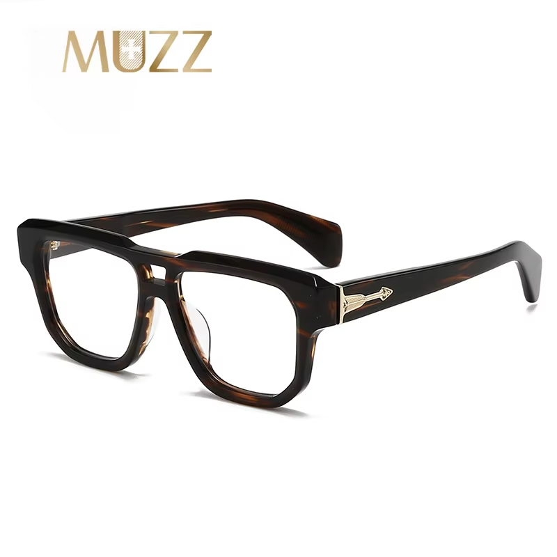 Muzz Men's Full Rim Square Double Bridge Acetate Eyeglasses 84304 Full Rim Muzz