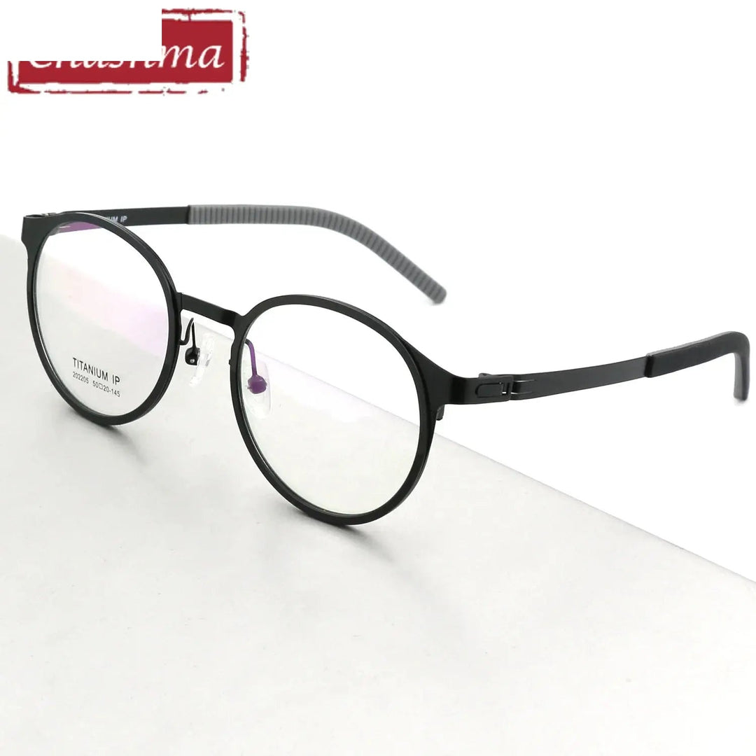 Chashma Ottica Unisex Full Rim Round Titanium Sport Eyeglasses 202205