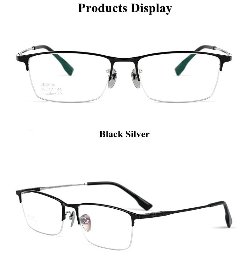 Chashma Ochki Mens Semi Rim Square Titanium Eyeglasses 316009 — view 2 | Chashma Ochki at FuzWeb