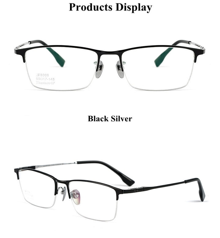 Chashma Ochki Mens Semi Rim Square Titanium Eyeglasses 316009 — view 2 | Chashma Ochki at FuzWeb
