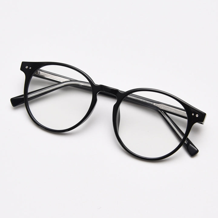 CCspace Unisex Full Rim Round Tr 90 Titanium Eyeglasses 55868.