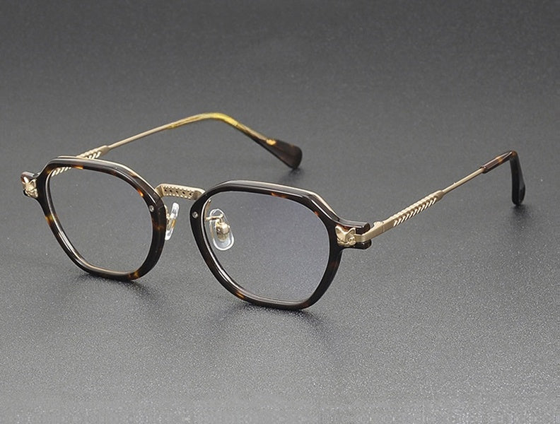Chashma Ochki Unisex Full Rim Poygon Titanium Acetate Eyeglasses 361009.
