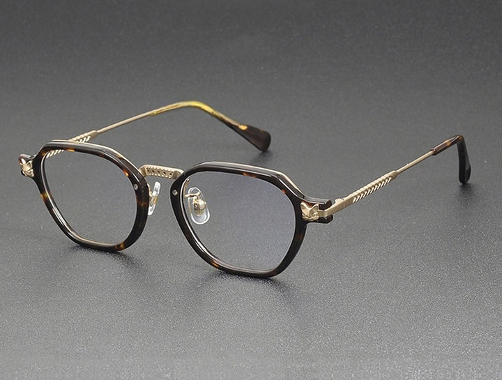 Chashma Ochki Unisex Full Rim Poygon Titanium Acetate Eyeglasses 361009.