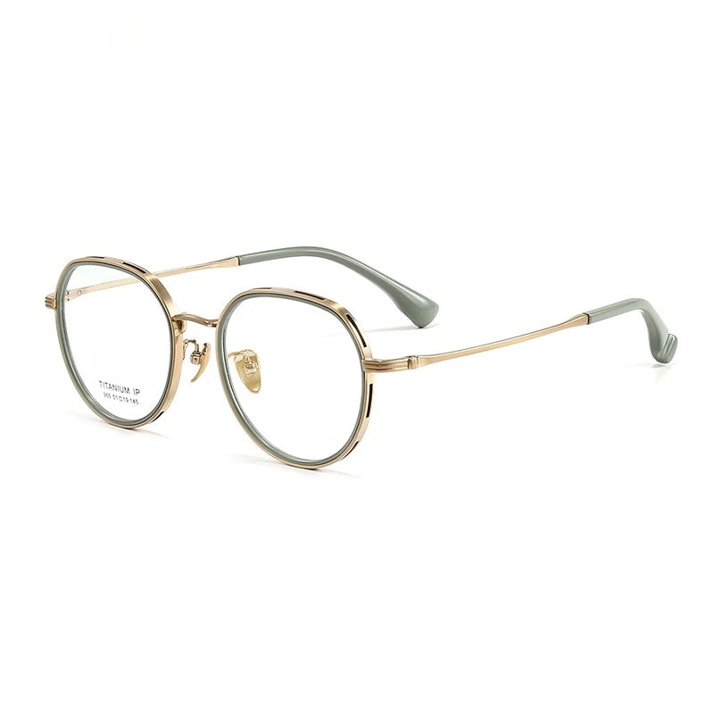 Chashma Ottica Women's Full Rim Flat Top Round Titanium Eyeglasses 64965.