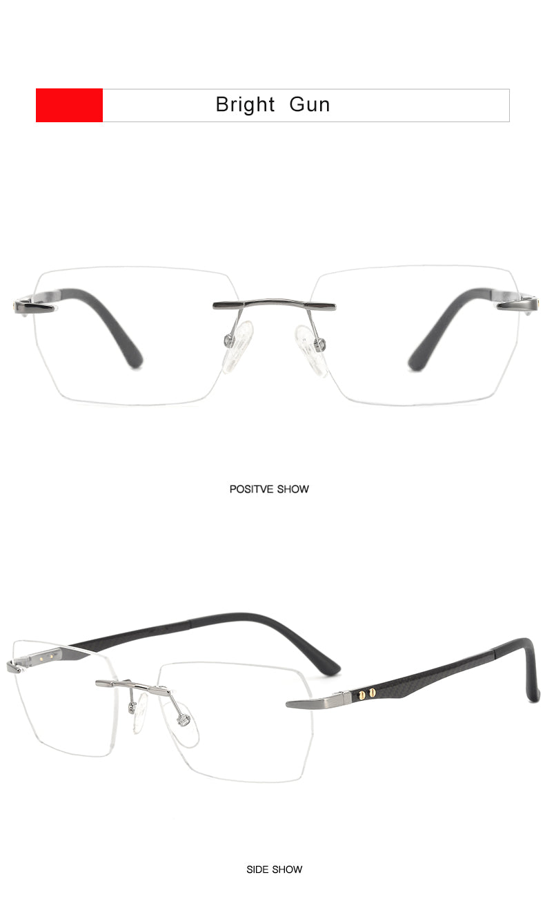 Krasivyy Mens Rimless Square Carbon Fiber Titanium Eyeglasses Kr16027 — view 10 | Krasivyy at FuzWeb