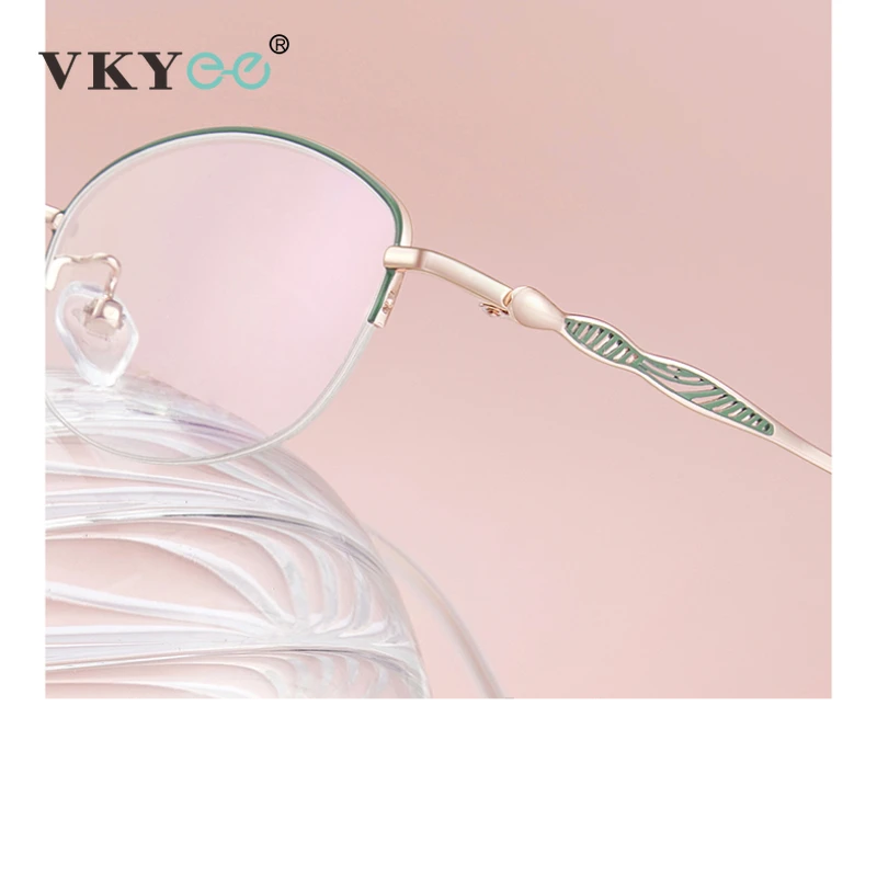 Vicky Women's Semi Rim Oval Square Alloy Reading Glasses 34579