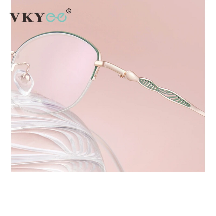 Vicky Women's Semi Rim Oval Square Alloy Reading Glasses 34579
