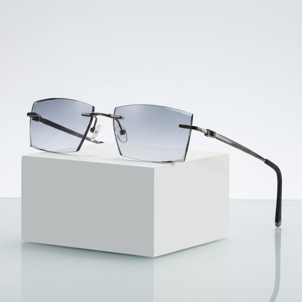Chashma Ottica Men's Rimless Square Titanium Eyeglasses Tint Lenses 9090