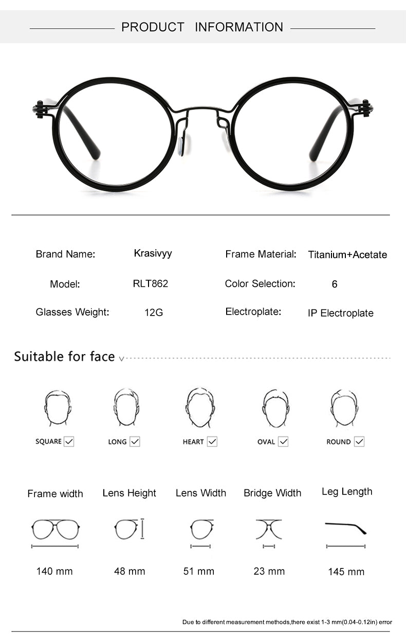 Krasivyy Unisex Full Rim Round Acetate Titanium Eyeglasses 55862 — view 1 | Krasivyy at FuzWeb
