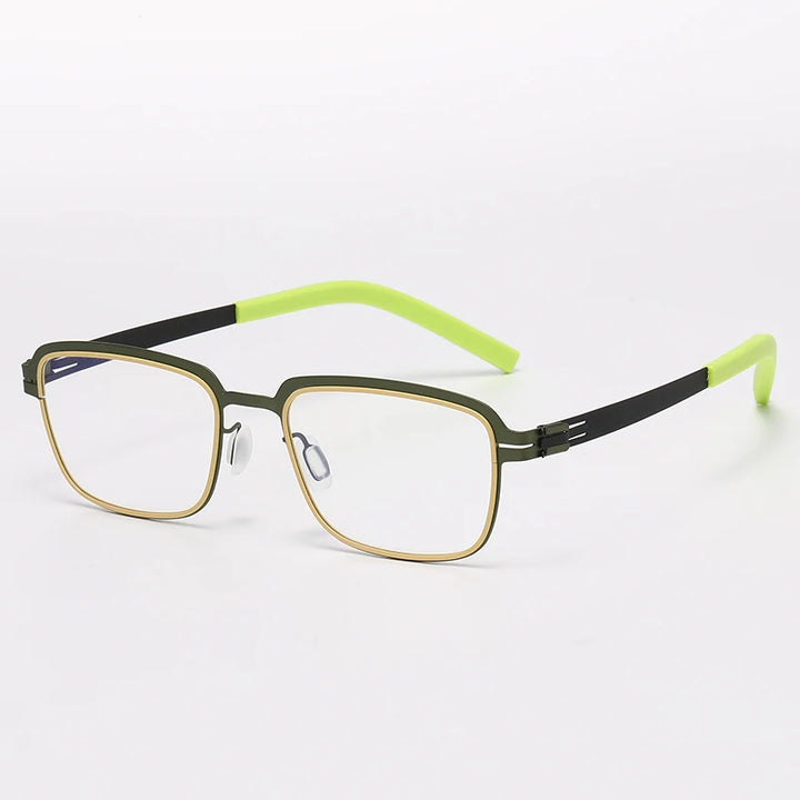 Bobbie Unisex Full Rim Square Screwless Steel Acetate Eyeglasses 165038.