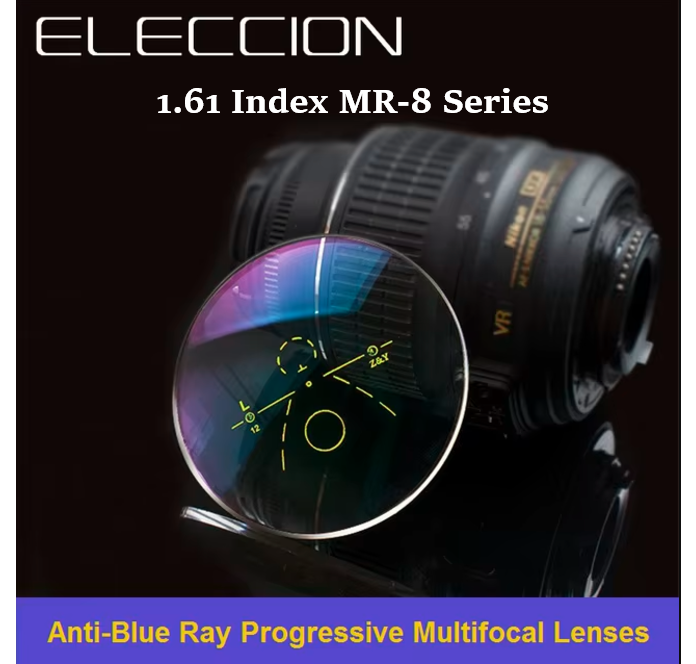 Eleccion Progressive 1.61 Index MR-8 Series Anti-Blue Light Clear Lenses Lenses Eleccion Lenses