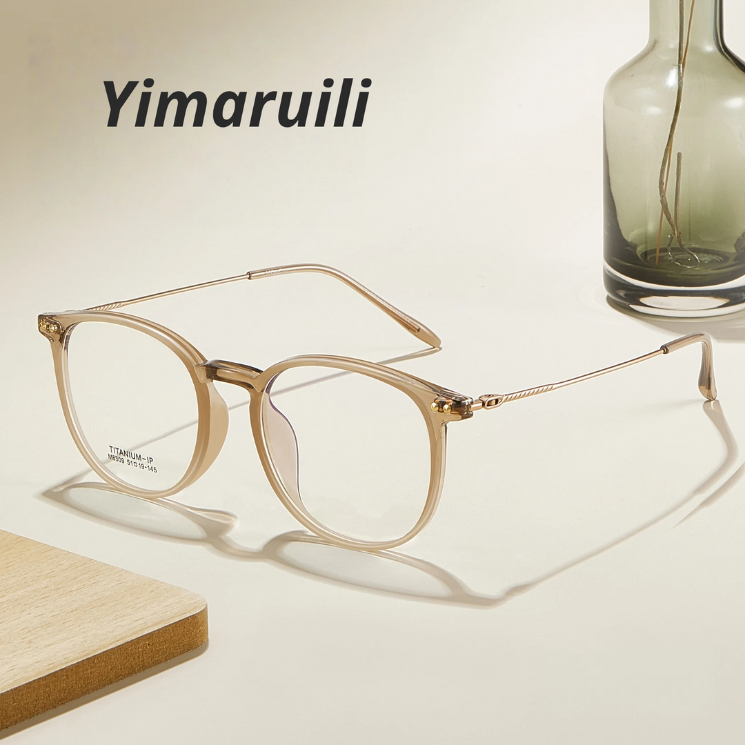 Yimaruili Unisex Full Rim Square Round Tr 90 Titanium Eyeglasses 638309