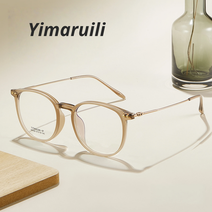 Yimaruili Unisex Full Rim Square Round Tr 90 Titanium Eyeglasses 638309