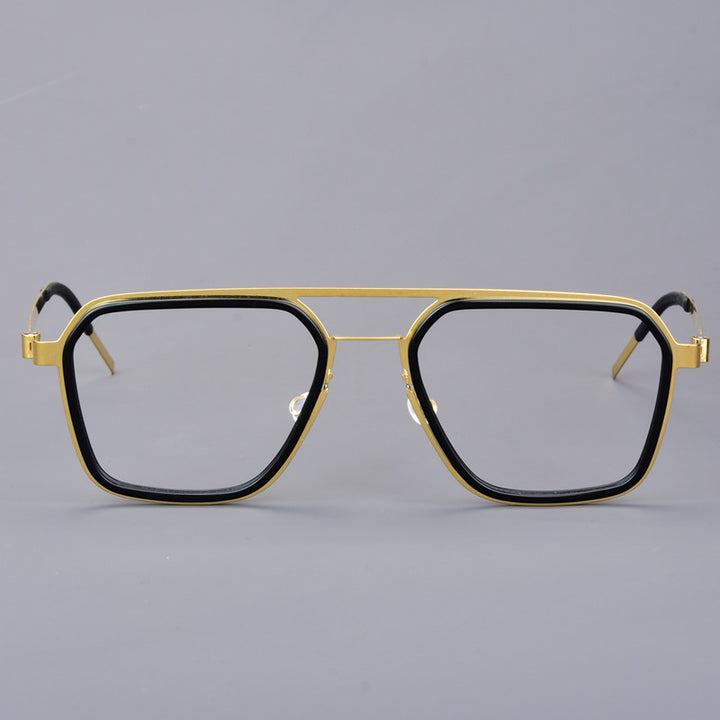 Aimee Unisex Full Rim Square Double Bridge Titanium Acetate Eyeglasses 19753.