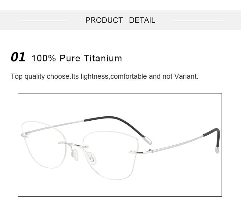 Krasivyy Womens Rimless Oval Cat Eye Titanium Eyeglasses 416085 — view 3 | Krasivyy at FuzWeb