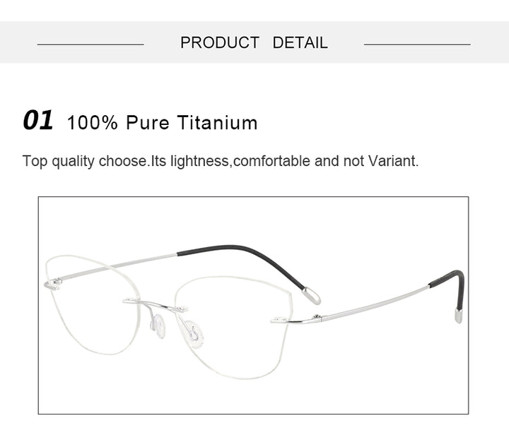 Krasivyy Womens Rimless Oval Cat Eye Titanium Eyeglasses 416085 — view 3 | Krasivyy at FuzWeb