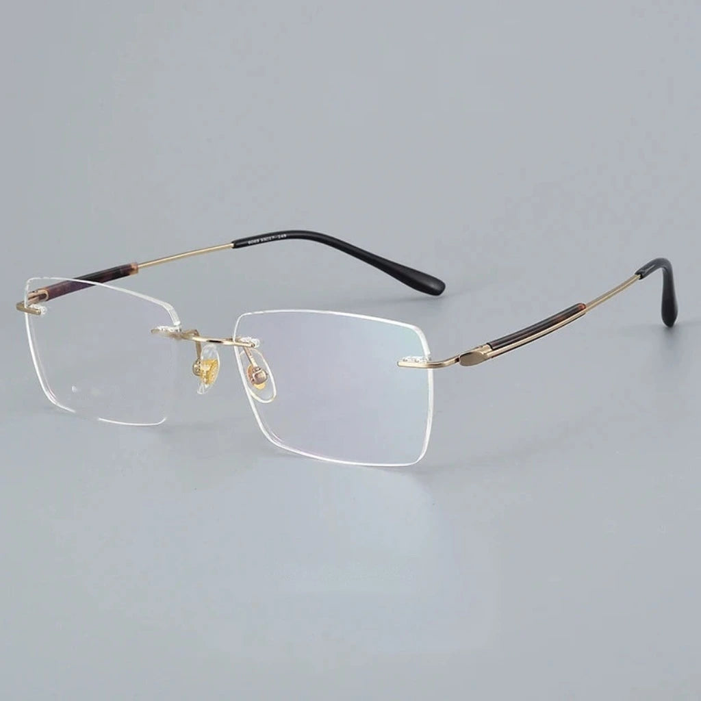 Bclear Men's Rimless Square Pure Titanium Eyeglasses 6065 — view 1 | Bclear at FuzWeb