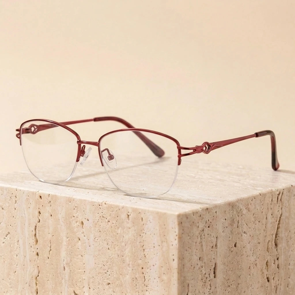 Bclear Women's Semi Rim Oval Alloy Eyeglasses 66001 — view 1 | Bclear at FuzWeb