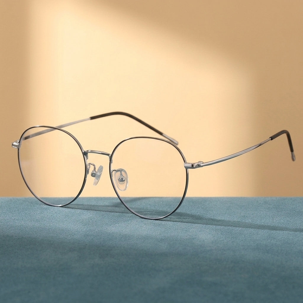Bclear Unisex Full Rim Round Titanium Alloy Eyeglasses 86100 - C32