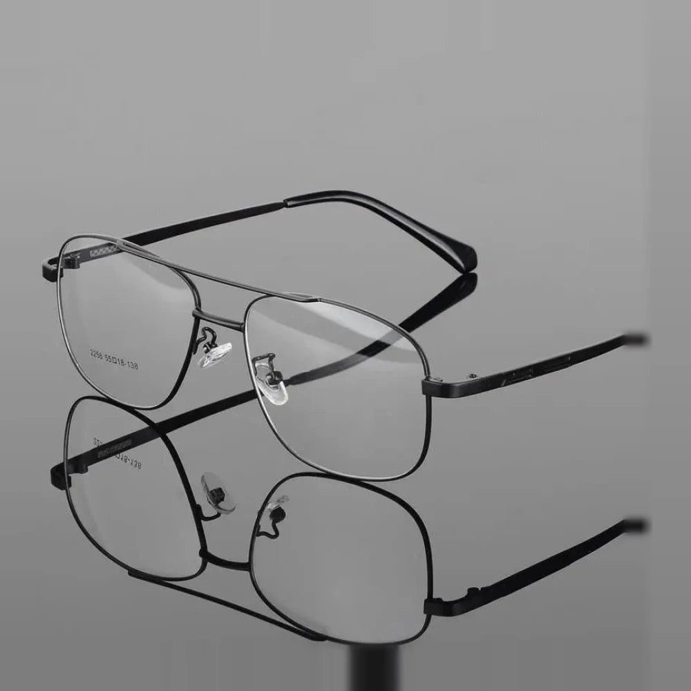 Bclear Classic Alloy Men Frame Double Bridge Eyeglasses Big Face - Black