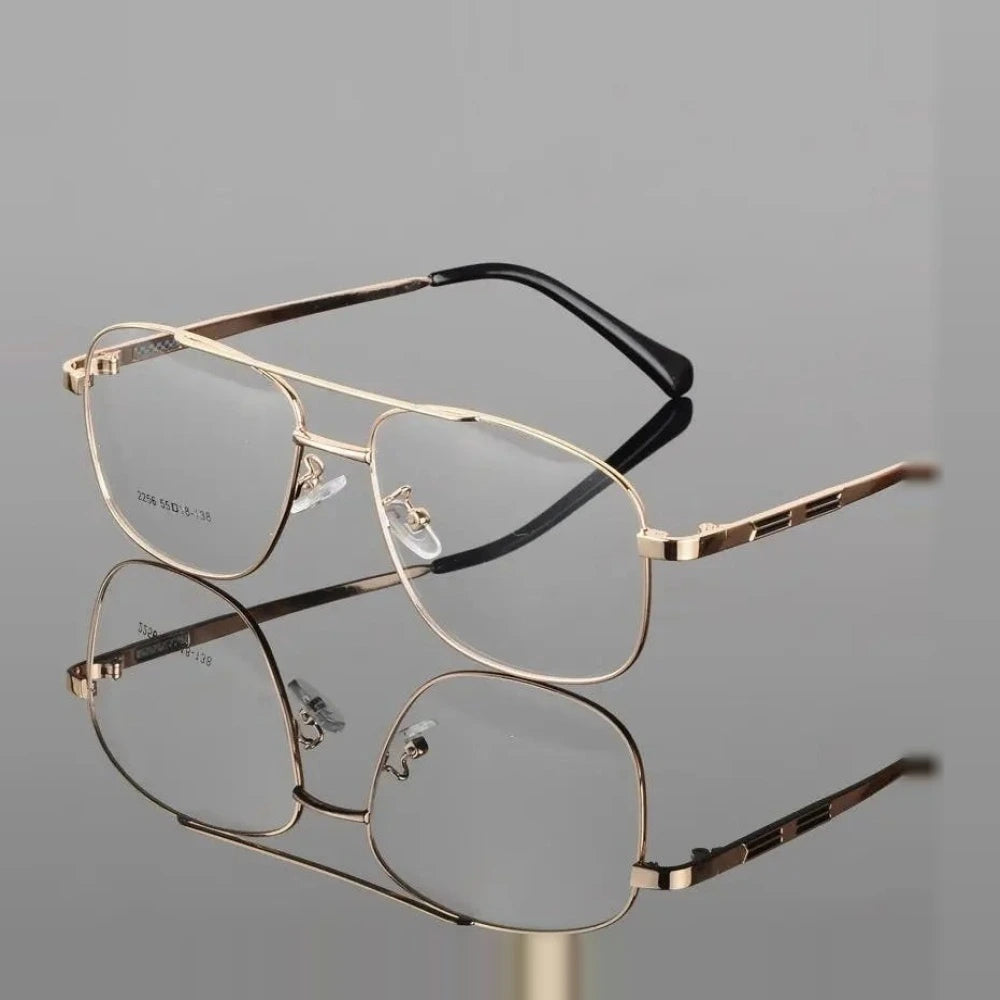Bclear Classic Alloy Men Frame Double Bridge Eyeglasses Big Face - Gray