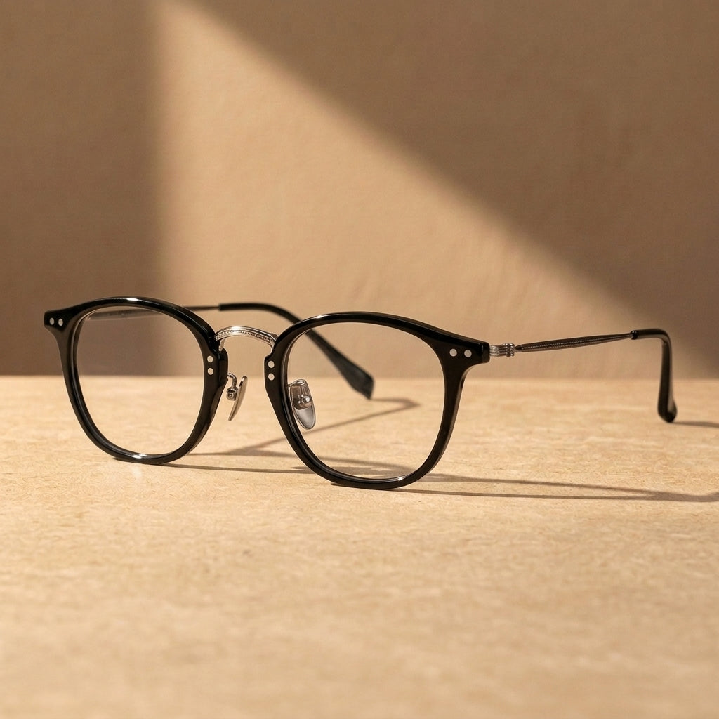 Bclear Unisex Full Rim Square Acetate Titanium Eyeglasses GG513F - C1