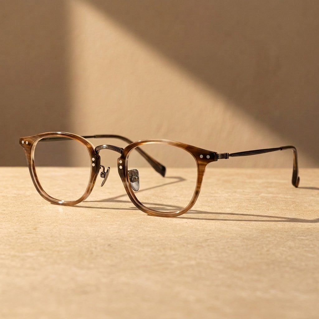 Bclear Unisex Full Rim Square Acetate Titanium Eyeglasses GG513F - C2