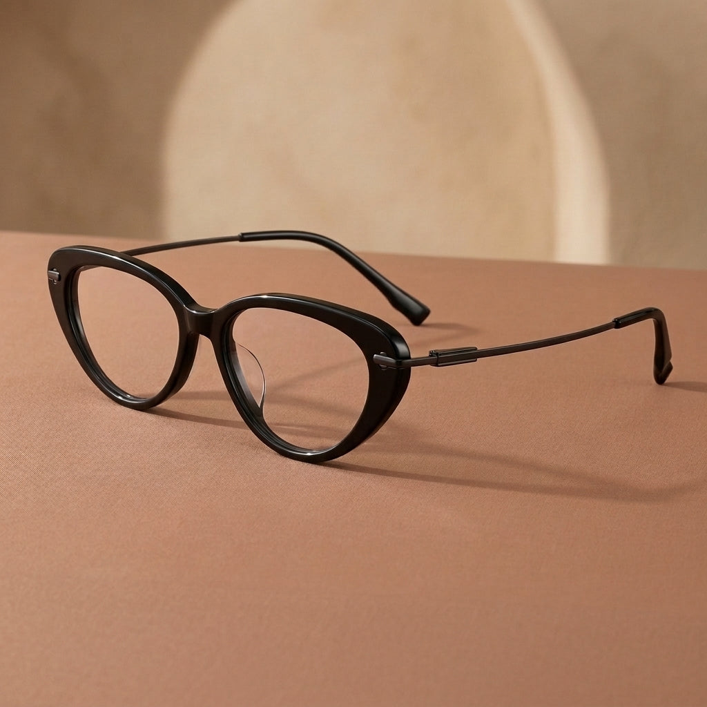 Bclear Unisex Full Rim Oval Acetate Titanium Eyeglasses GG567F - C1