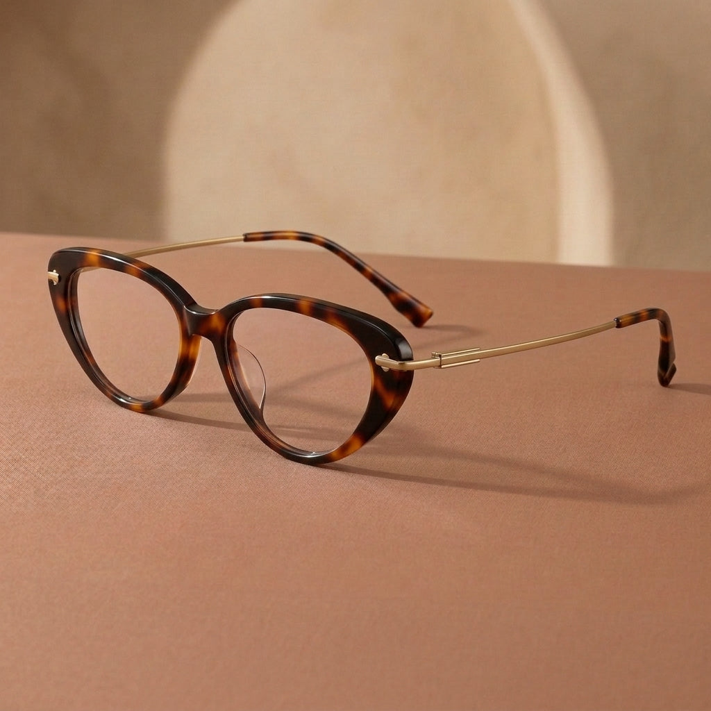 Bclear Unisex Full Rim Oval Acetate Titanium Eyeglasses GG567F - C4