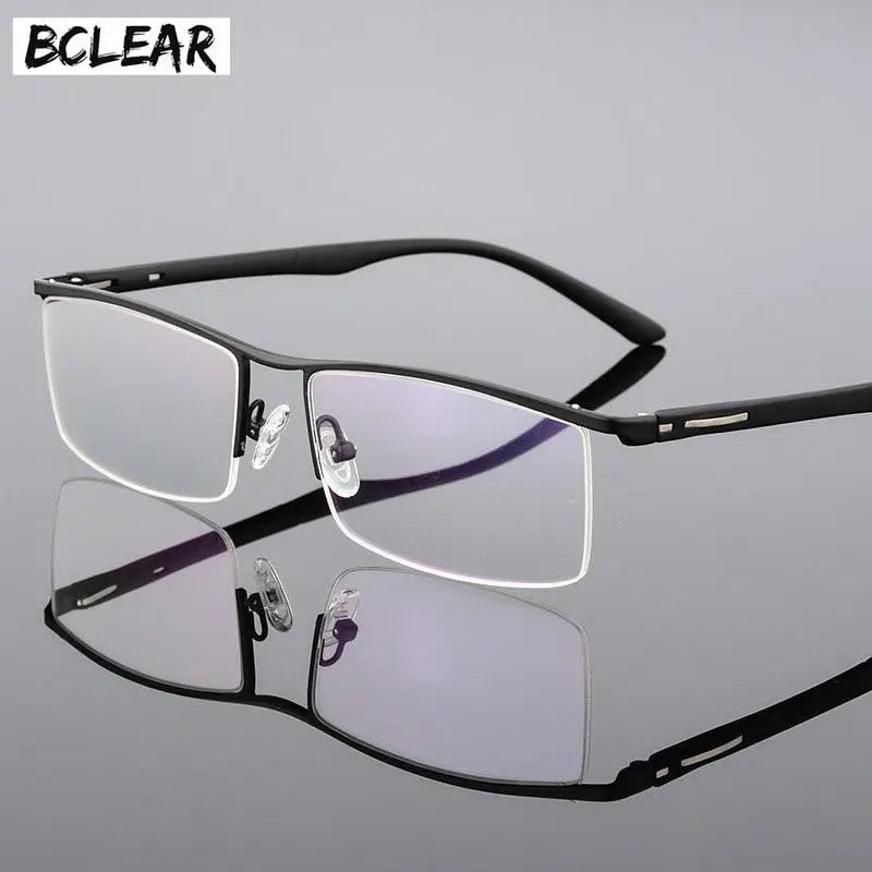 Bclear Men's Semi Rim Square Tr 90 Alloy Eyeglasses P8831 - Black