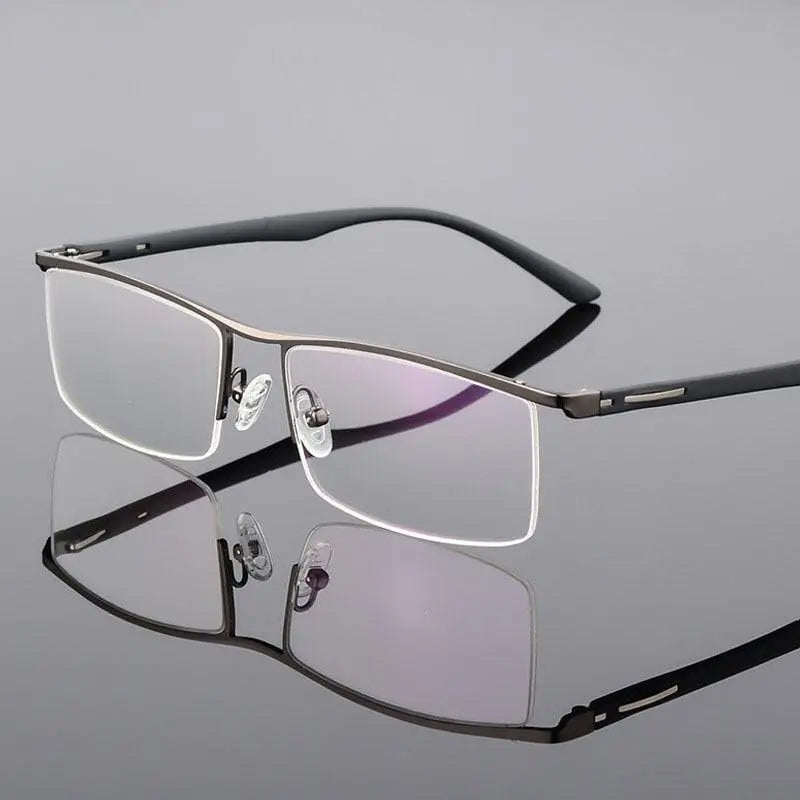 Bclear Men's Semi Rim Square Tr 90 Alloy Eyeglasses P8831 - Gray