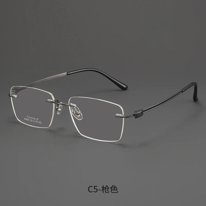 Bclear Men Rimless Square Titanium Eyeglasses MY-6069 - C 5