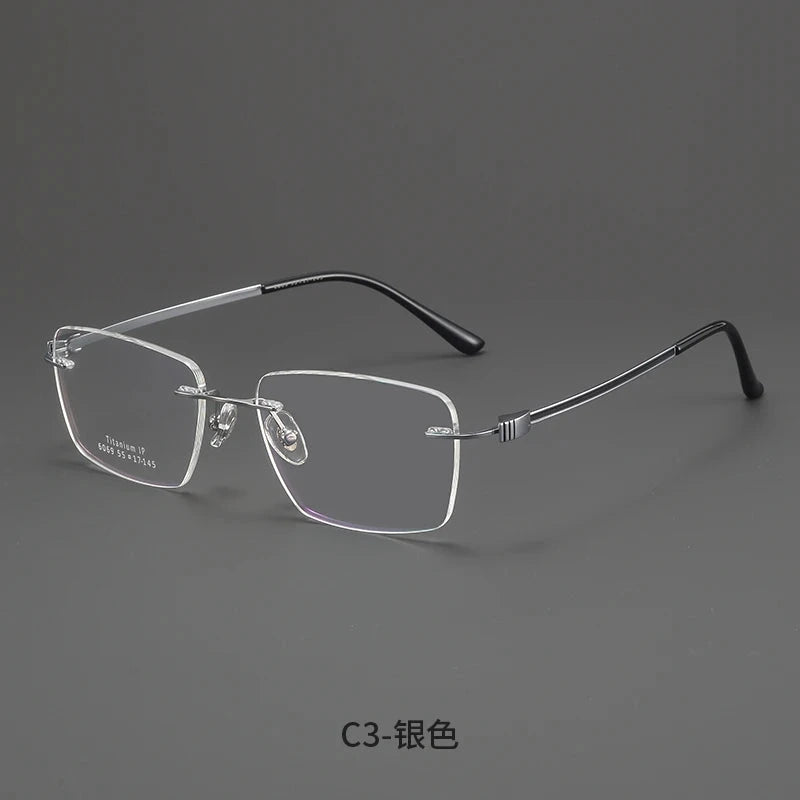 Bclear Men Rimless Square Titanium Eyeglasses MY-6069 - Size Chart