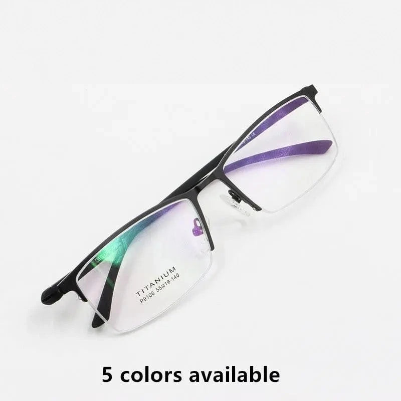 Bclear Men's Eyeglasses Semi Rim Titanium Alloy P9106 - black