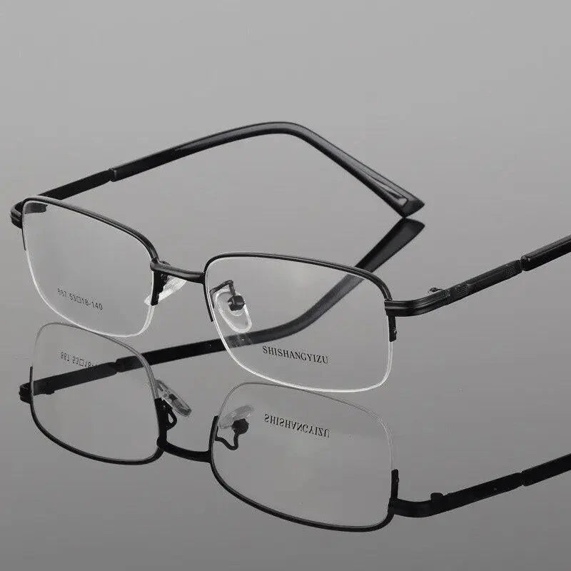 Bclear Men's Semi Rim Eyeglasses Alloy Square S887 - black