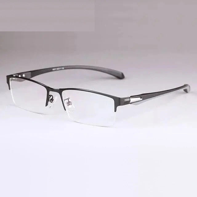 Bclear Men's Semi Rim Square Titanium Alloy Eyeglasses 66071 - half rim black