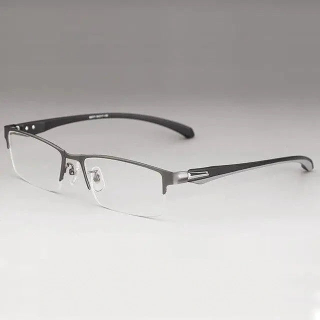 Bclear Men's Semi Rim Square Titanium Alloy Eyeglasses 66071 - half rim gray