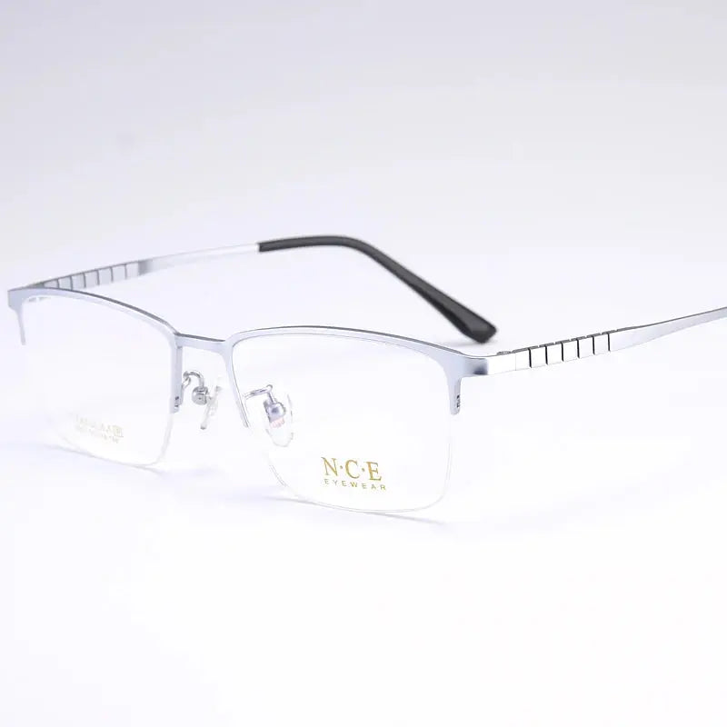 Bclear Men's Semi Rim Square Titanium Eyeglasses 50039 - Silver