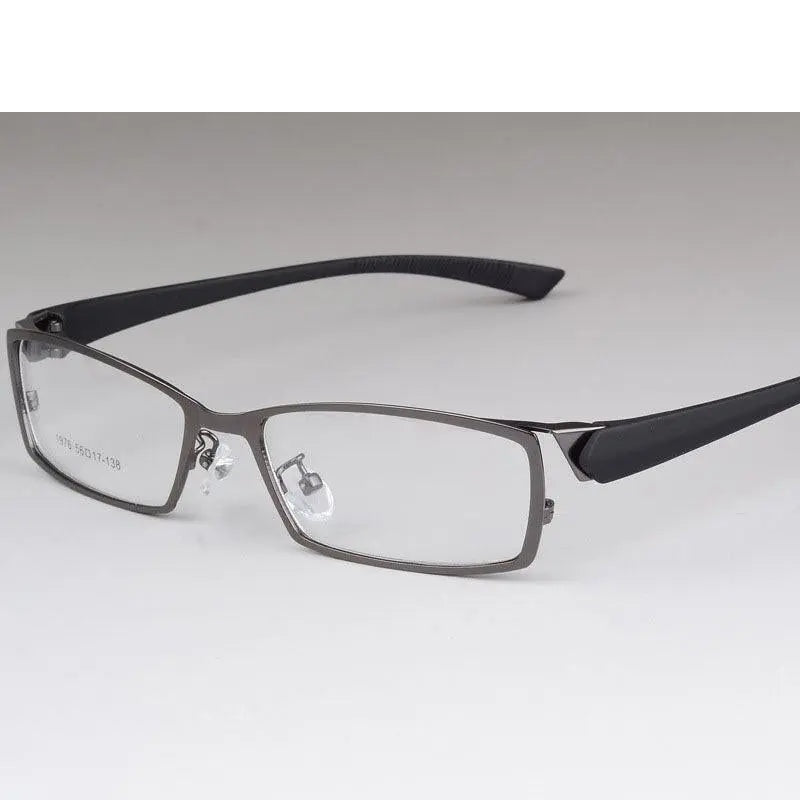 Bclear Men's Rectangular Full Alloy Frame Eyeglasses - Gray