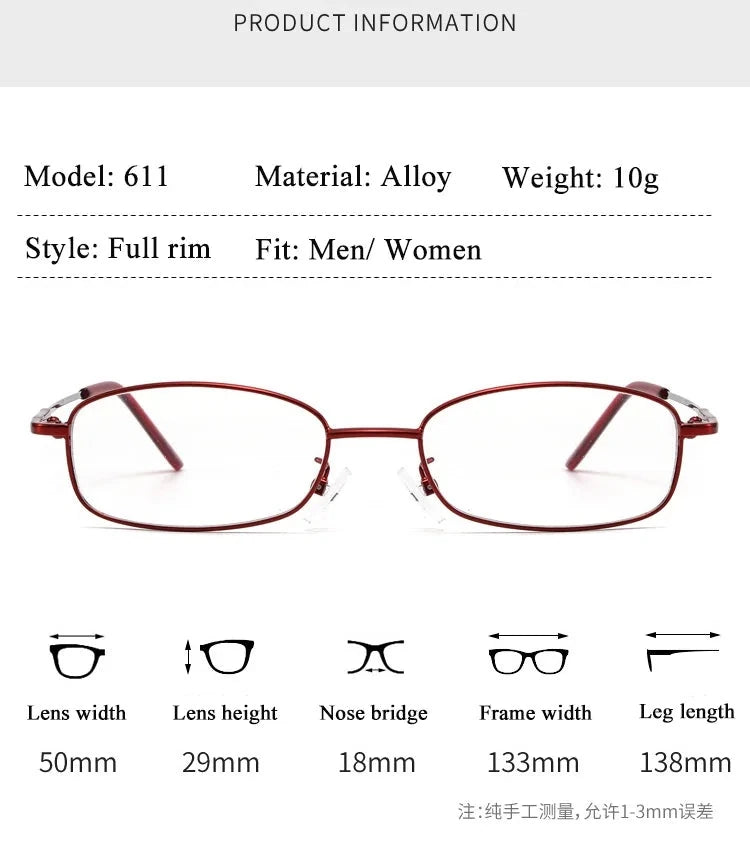 Bclear S611 Eyeglasses — Frame Dimensions and Sizing Chart