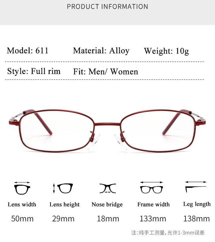 Bclear S611 Eyeglasses — Frame Dimensions and Sizing Chart