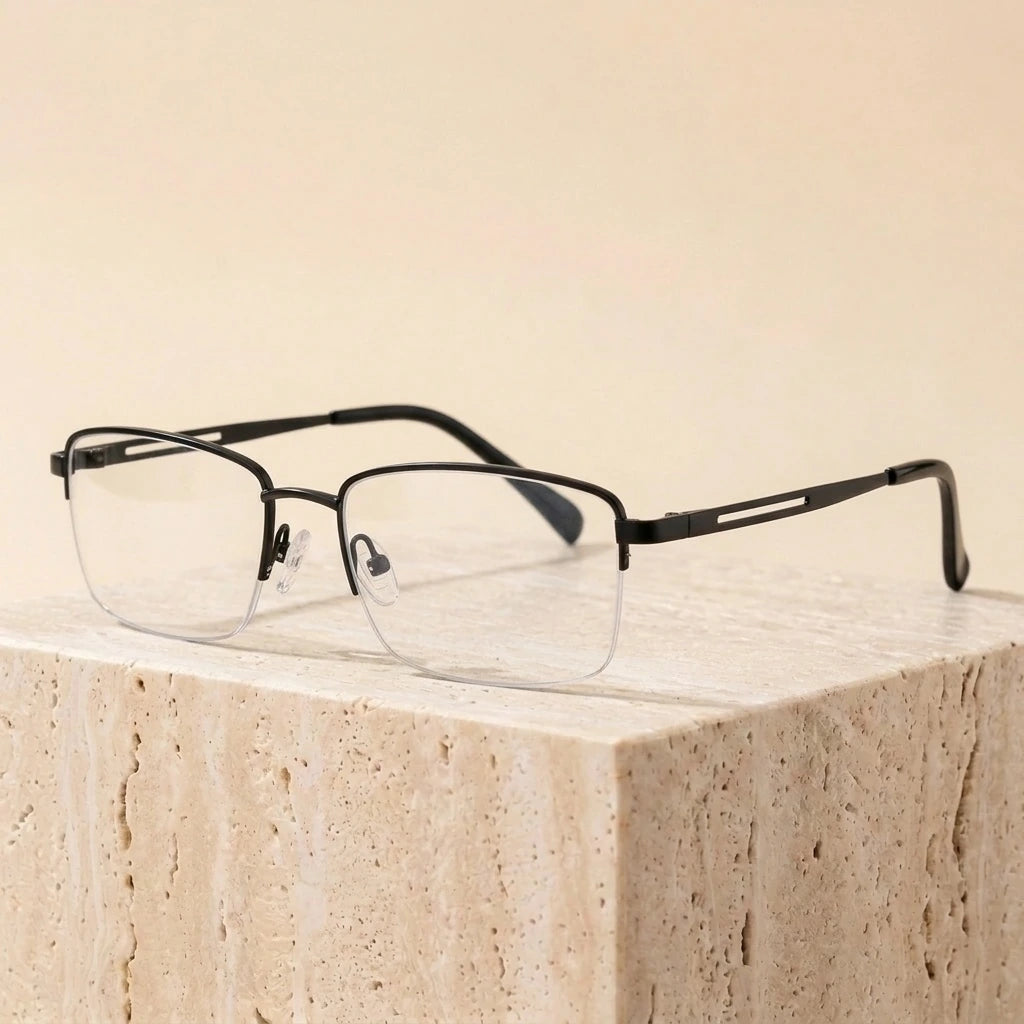 Men's Semi Rim Square Titanium Frame Eyeglasses Sc8906 — view 1 | Bclear at FuzWeb