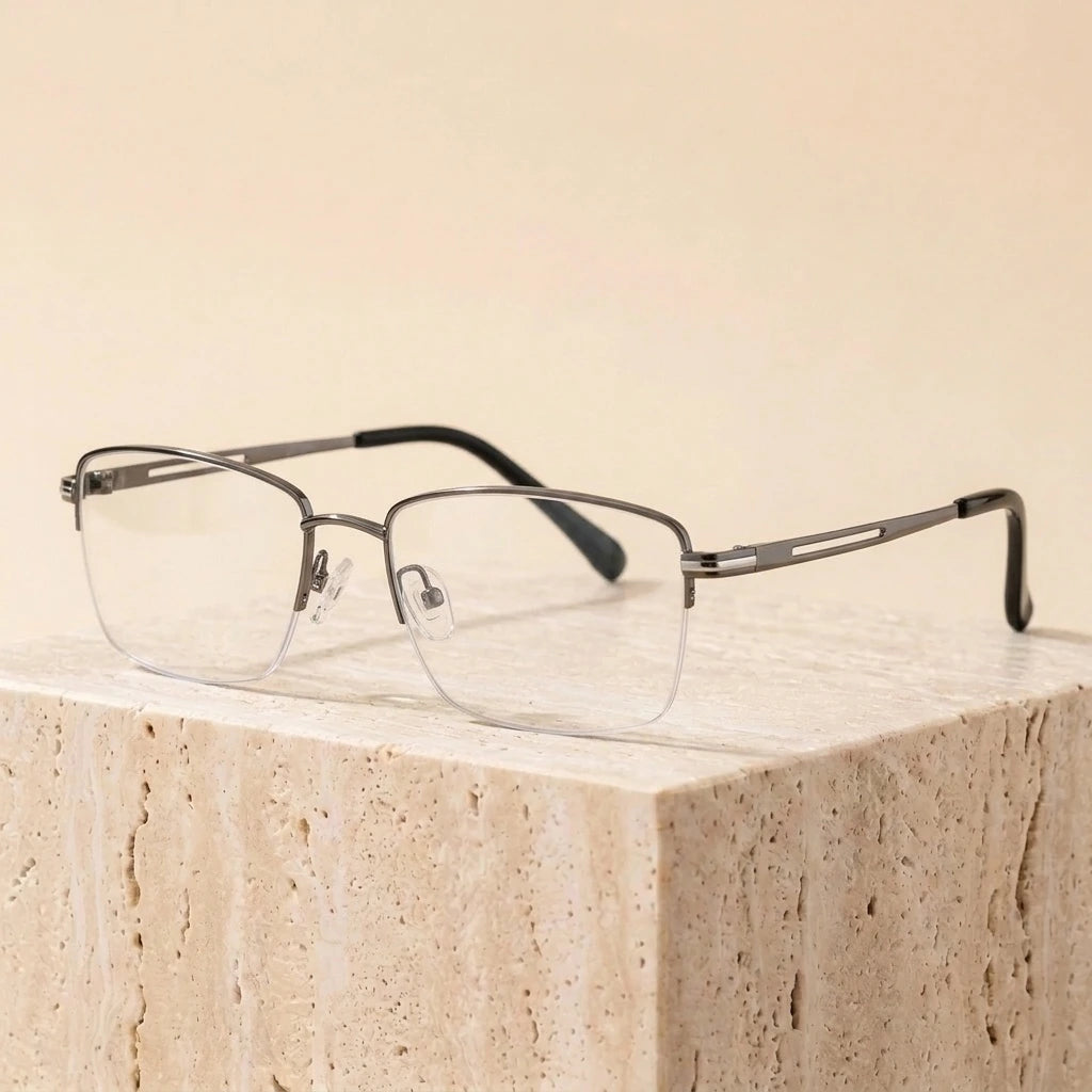 Men's Semi Rim Square Titanium Frame Eyeglasses Sc8906 — view 2 | Bclear at FuzWeb