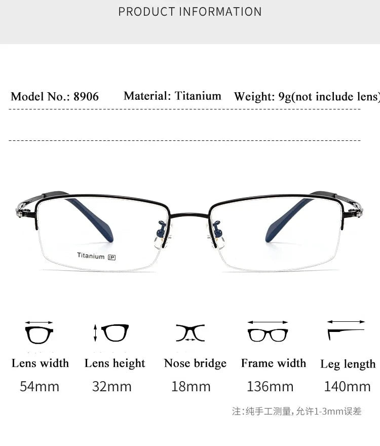 Bclear Sc8906 Eyeglasses — Frame Dimensions and Sizing Chart