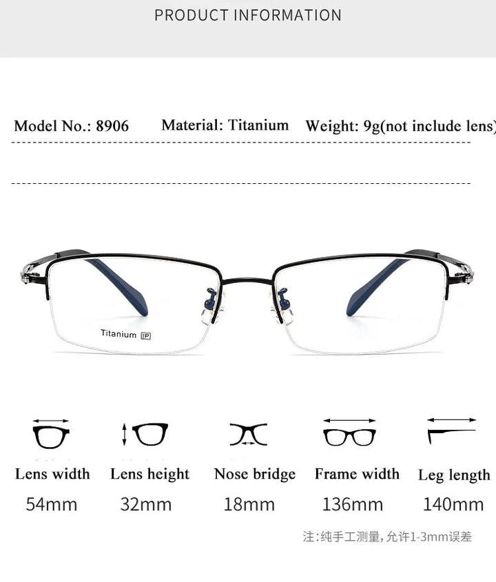 Bclear Sc8906 Eyeglasses — Frame Dimensions and Sizing Chart
