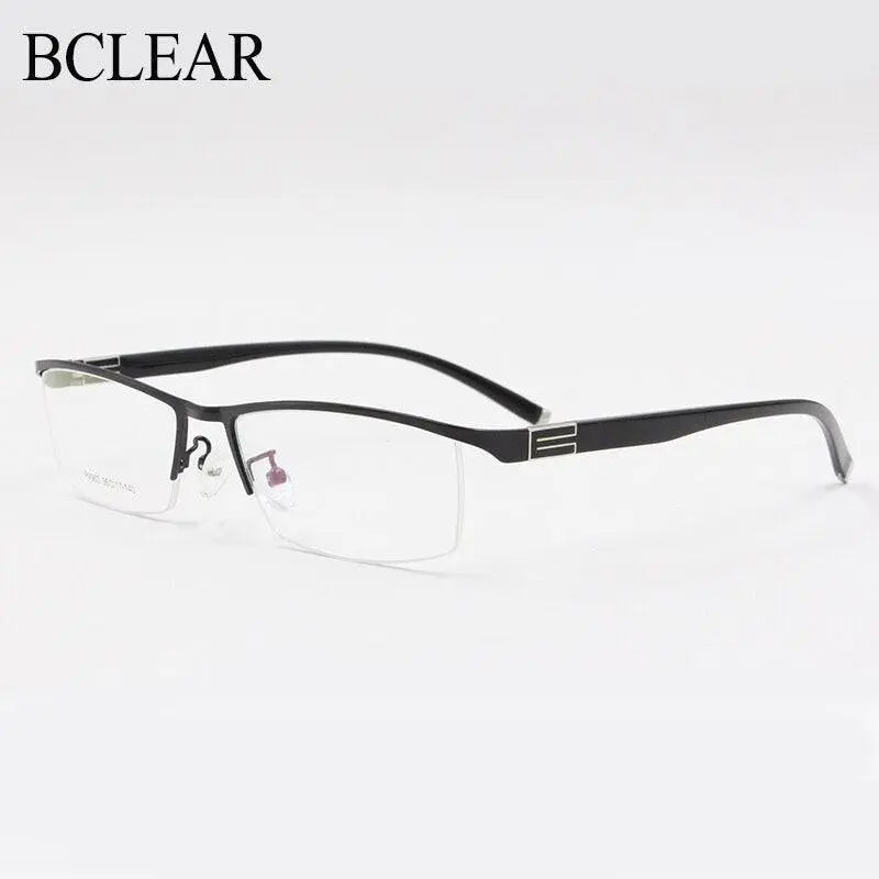 Bclear Men's Titanium Alloy Eyeglasses Semi-Rim - Black